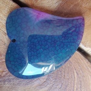 New Dragon Veins Agate Carved Heart Shaped Pendant.